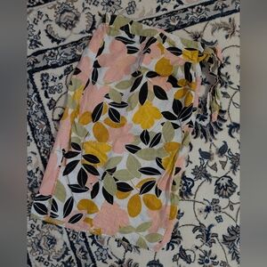 Rachel Zoe Linen Skirt with Pink and Yellow Floral Design